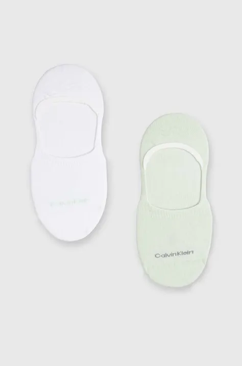 Ponožky Calvin Klein 2-pak dámske, zelená farba, 701218771
