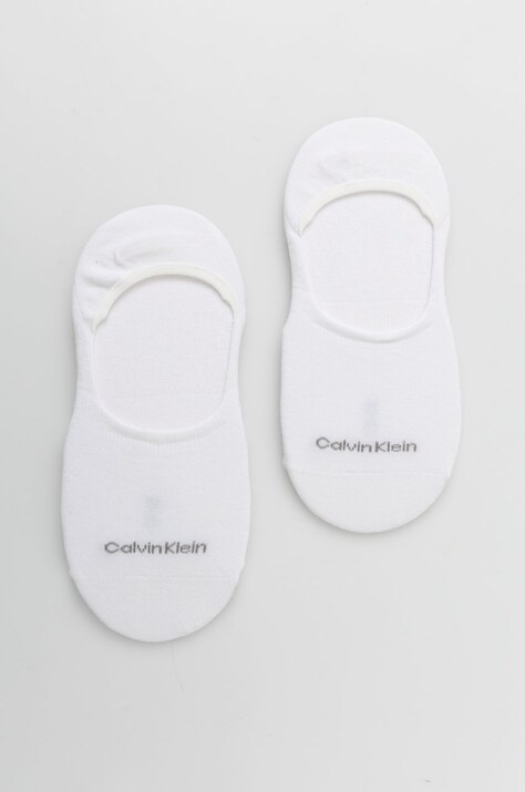 Calvin Klein sosete 2-pack femei, culoarea alb