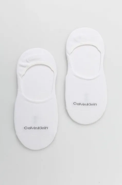 Ponožky Calvin Klein 2-pak dámske, biela farba, 701218771