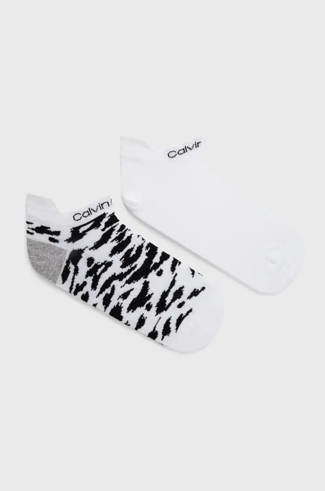 Κάλτσες Calvin Klein γυναικείες, χρώμα: άσπρο