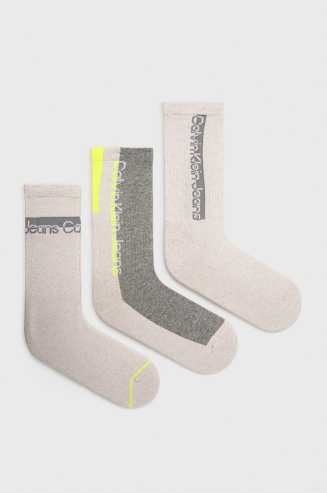 Calvin Klein Jeans sosete (3-pack) femei, culoarea bej