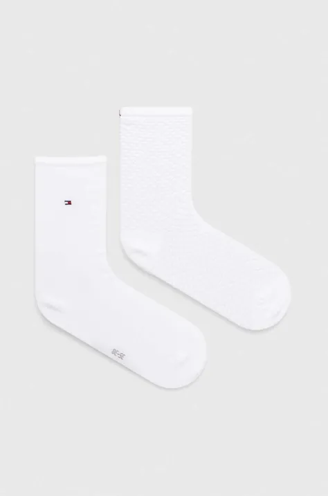 Ponožky Tommy Hilfiger 2-pak dámske, biela farba, 701227563