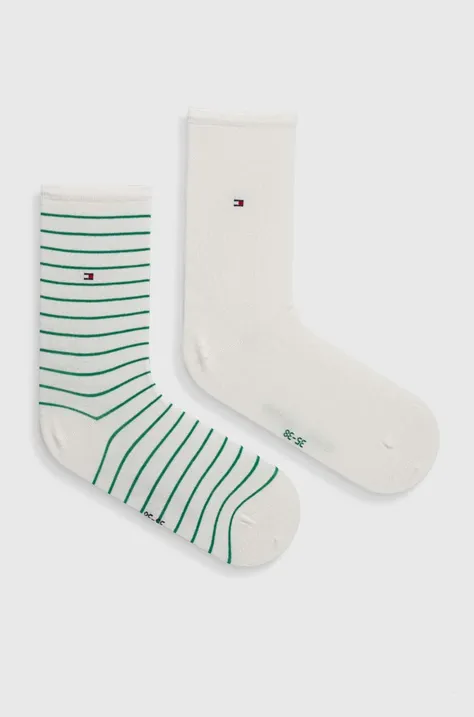 Ponožky Tommy Hilfiger 2-pak dámske, zelená farba, 100001494