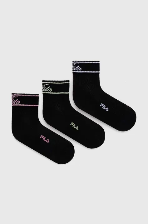 Ponožky Fila 3-pack dámské, černá barva, F6941