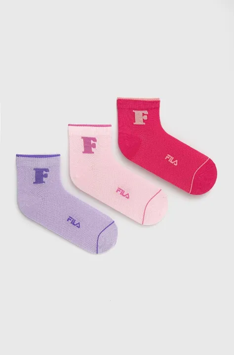 Ponožky Fila 3-pack dámské, fialová barva, F6945