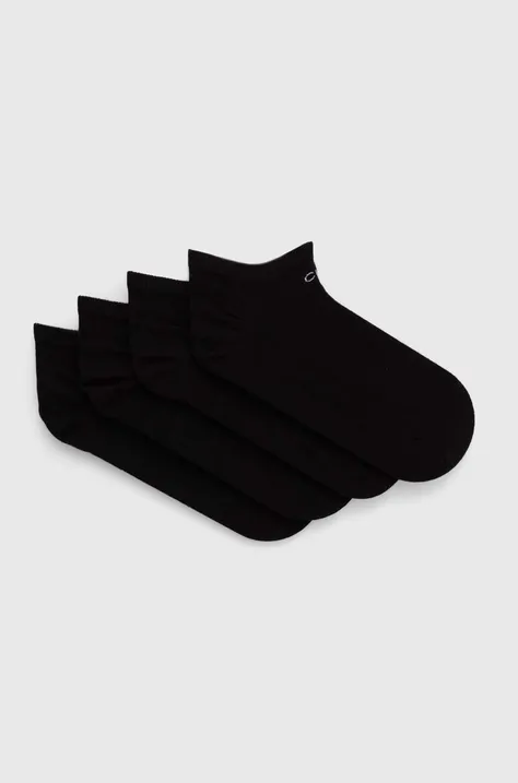 Nogavice Calvin Klein 4-pack ženske, črna barva, 701220513