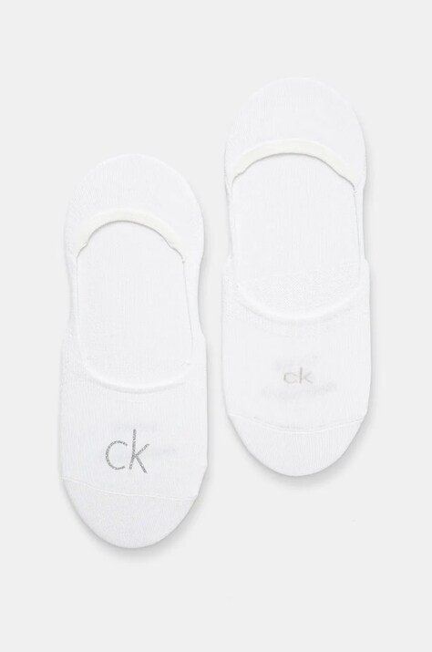 Calvin Klein sosete 2-pack femei, culoarea alb, 701228800
