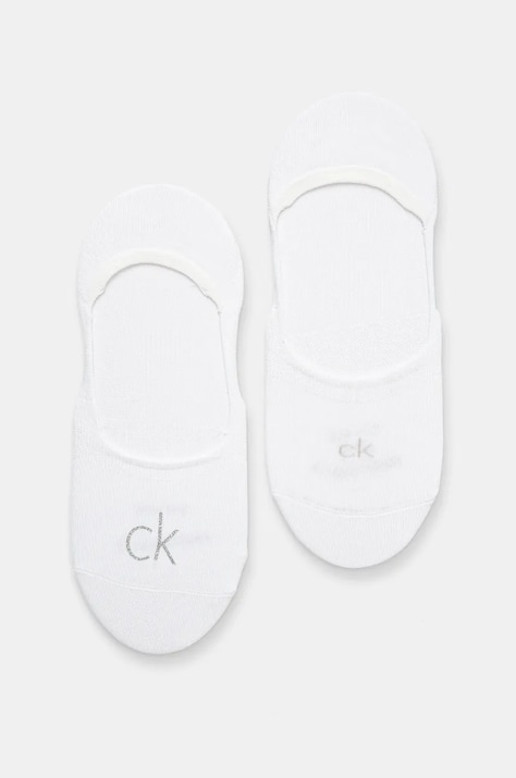 Calvin Klein sosete 2-pack femei, culoarea alb, 701228800