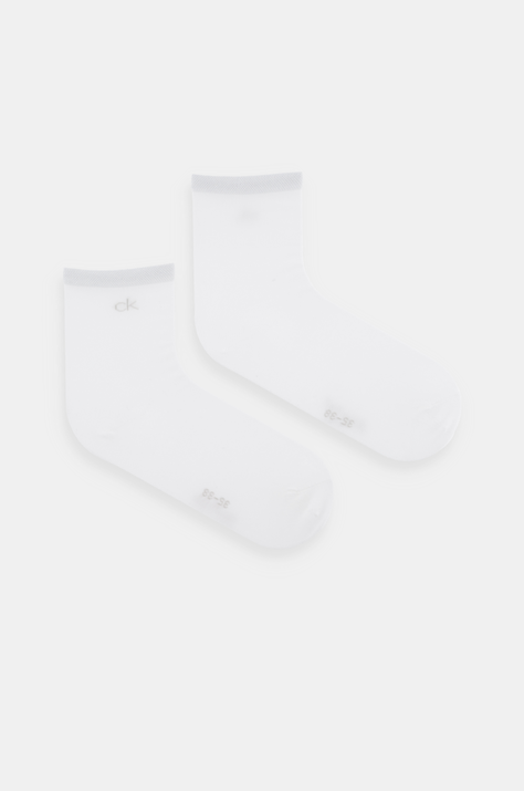 Calvin Klein sosete 2-pack femei, culoarea alb, 701229680