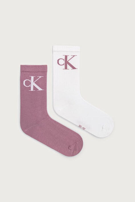 Calvin Klein Jeans skarpety damskie z bawełną 2-pack fioletowe 701228811