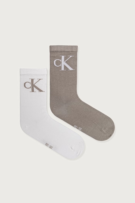Calvin Klein Jeans Κάλτσες γυναικείες με βαμβάκι 2-pack μπεζ 701228811