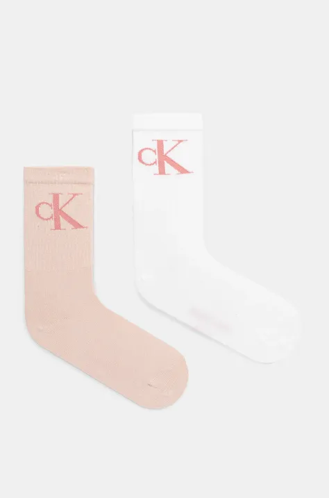 Calvin Klein Jeans skarpetki 2-pack damskie kolor pomarańczowy 701228811