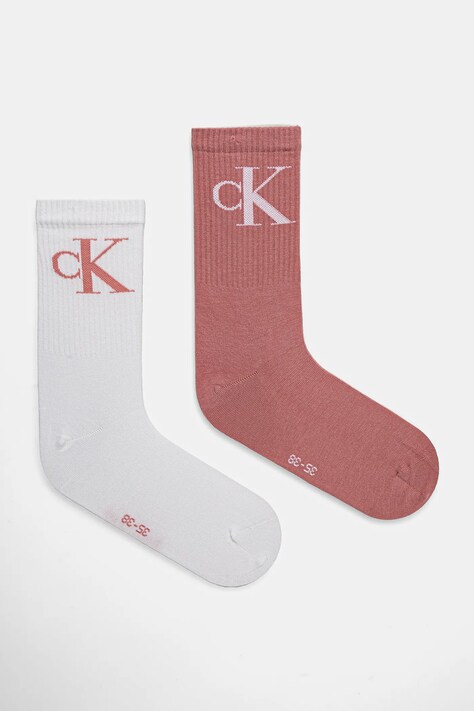 Calvin Klein Jeans sosete 2-pack femei, culoarea roz, 701228811