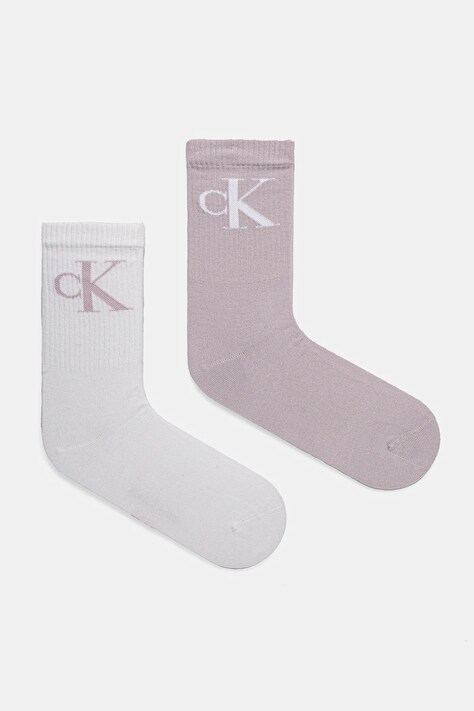 Calvin Klein Jeans sosete 2-pack femei, culoarea violet, 701228811