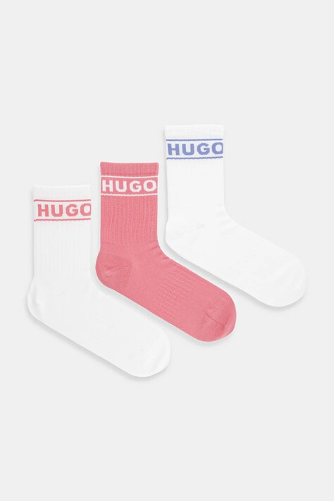 HUGO șosete 3-pack culoarea alb, 50517669