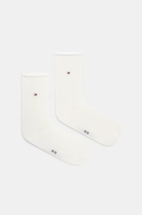 Nogavice Tommy Hilfiger 2-pack ženske, bela barva, 371221108