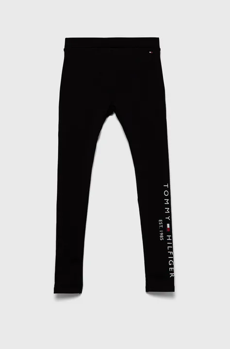 Tommy Hilfiger legginsy dziecięce kolor czarny z nadrukiem