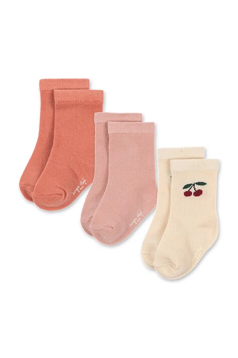 Konges Sløjd skarpetki dziecięce 3 PACK JACQUARD SOCKS kolor różowy KS105208
