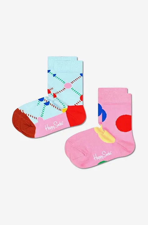 Otroške nogavice Happy Socks Dots 2-pack roza barva, KDOT02-3300