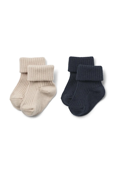 Wheat skarpetki z dodatkiem wełny dziecięce 2-pack kolor granatowy 1924k-588