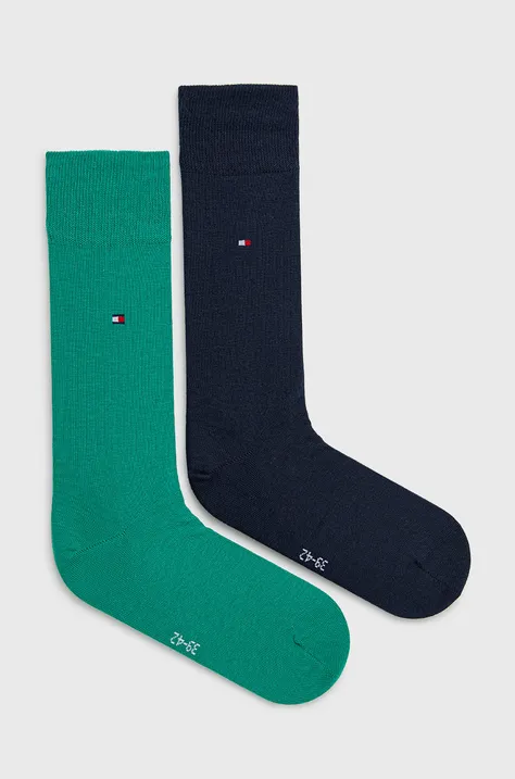 Ponožky Tommy Hilfiger pánske, zelená farba, 371111