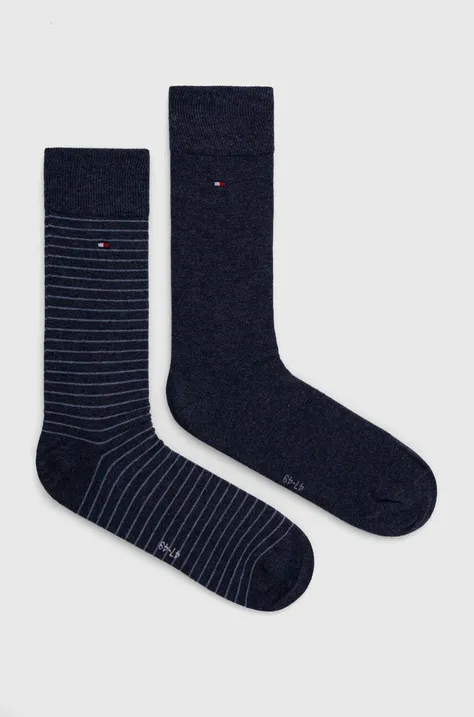 Ponožky Tommy Hilfiger 2-pak pánske, tyrkysová farba, 100001496,