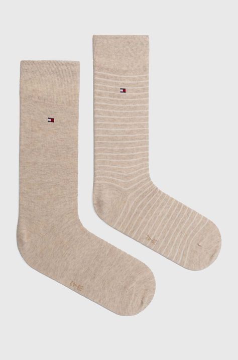 Tommy Hilfiger skarpetki 2-pack męskie kolor beżowy 100001496