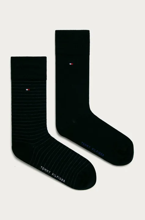 Ponožky Tommy Hilfiger 2-pak pánske, tmavomodrá farba, 100001496,