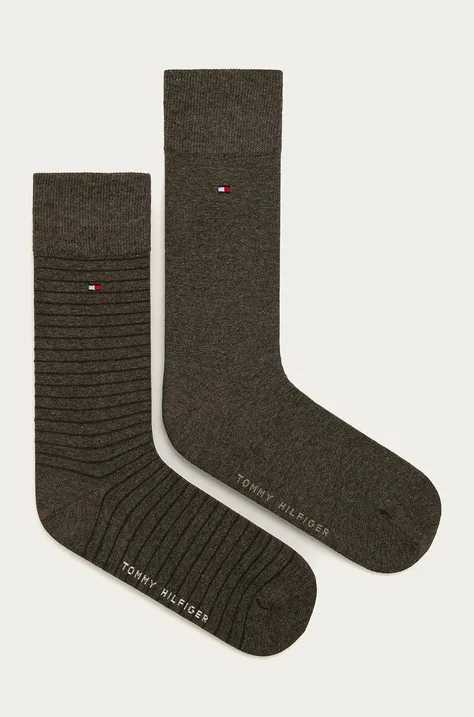 Čarape Tommy Hilfiger 2-pack za muškarce, boja: smeđa, 100001496
