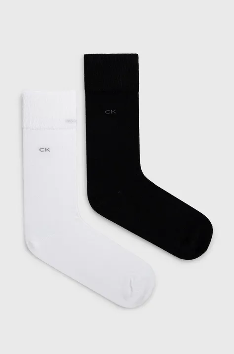 Ponožky Calvin Klein 2-pak pánske, biela farba