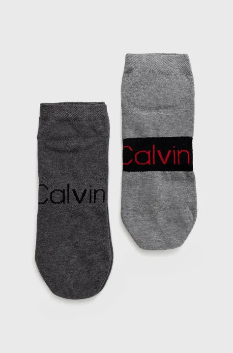 Nogavice Calvin Klein (2-pack) moške, siva barva