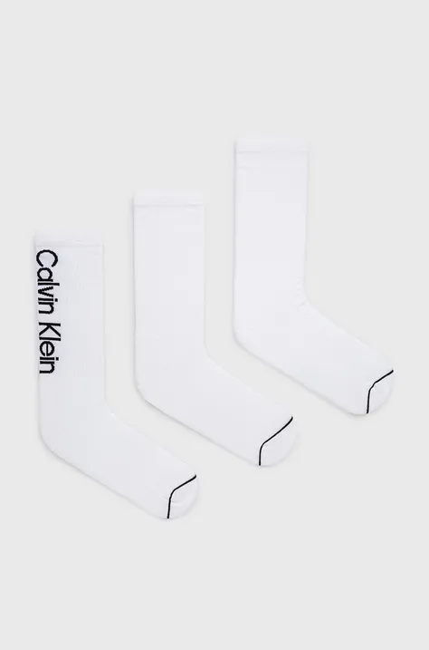 Κάλτσες Calvin Klein ανδρικες, χρώμα: άσπρο 701218725