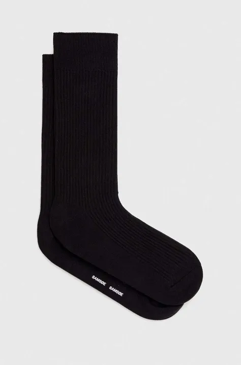 Čarape Samsoe Samsoe za muškarce, boja: crna