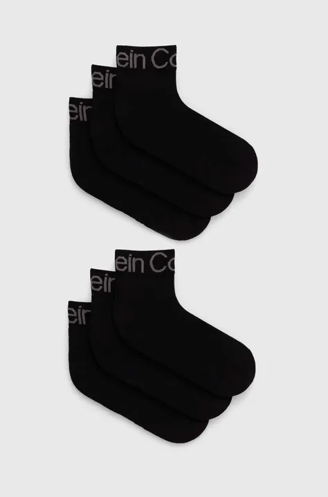 Ponožky Calvin Klein 6-pak pánske, čierna farba, 701220503