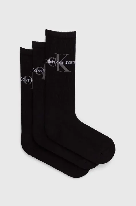 Nogavice Calvin Klein Jeans 3-pack moške, črna barva, 701220514