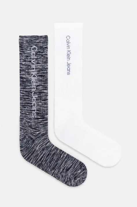 Ponožky Calvin Klein Jeans 2-pak pánske, biela farba, 701230602