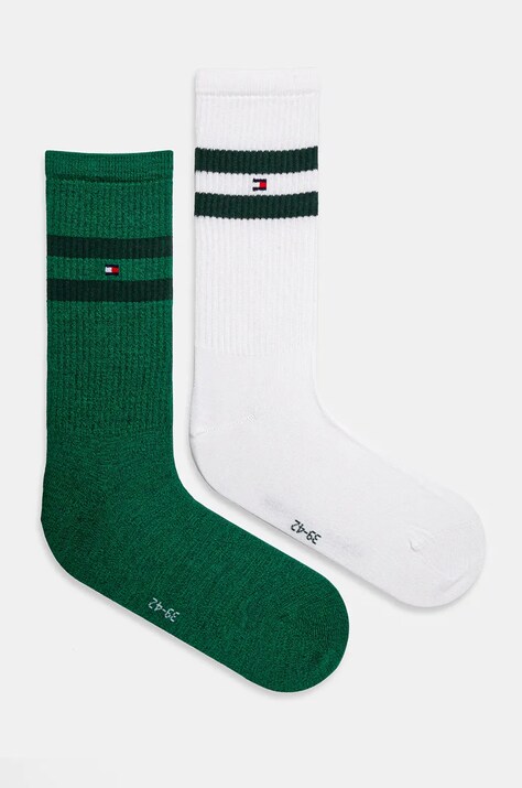 Tommy Hilfiger sosete 2-pack barbati, culoarea verde, 701229841