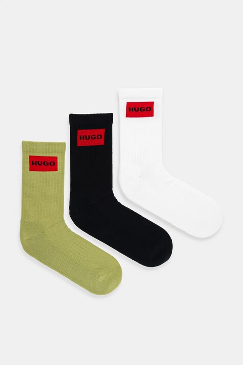 Ponožky HUGO 3-pack pánské, černá barva, 50531515
