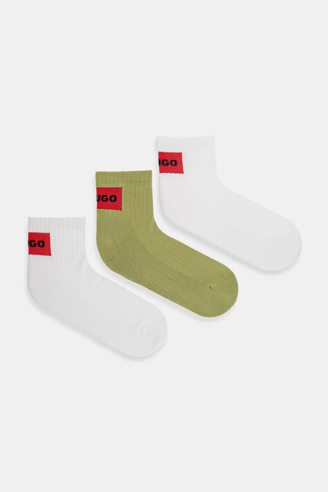 Ponožky HUGO 3-pack pánské, bílá barva, 50541597