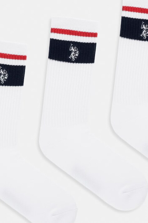U.S. Polo Assn. skarpetki BRAND STRIPE SPORTS 3-pack kolor biały MUP3452