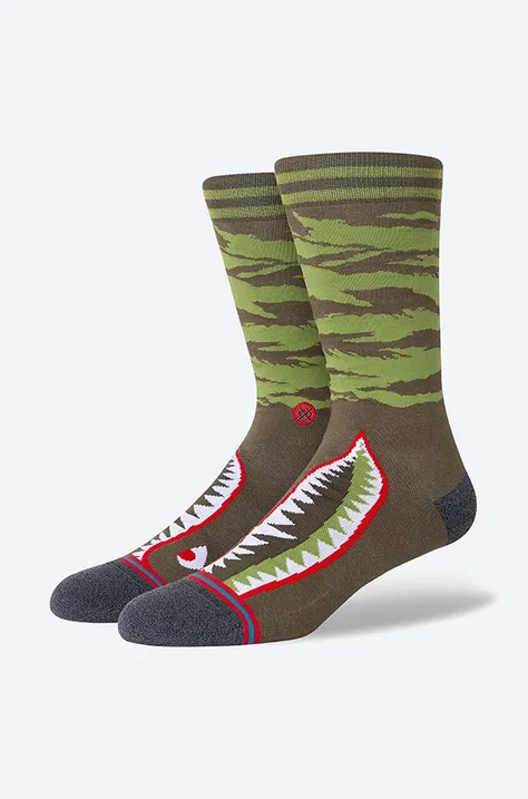 Ponožky Stance Warbird zelená barva, A545C20WAR-OLV
