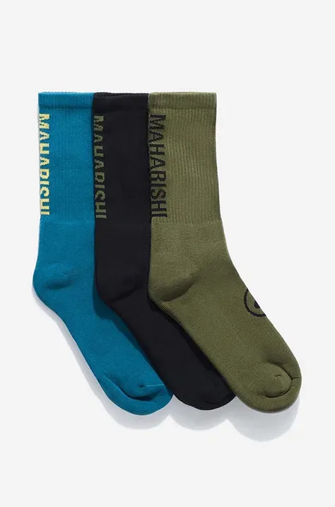 Ponožky Maharishi Miltype Peace Sports 3-pack černá barva, 9890.BLACK-BLACK