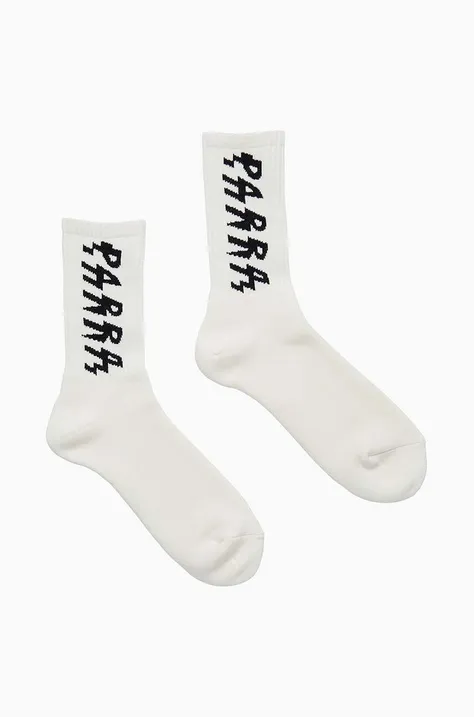 Ponožky by Parra Shocker Logo Crew 49251.WHITE-WHITE, biela farba