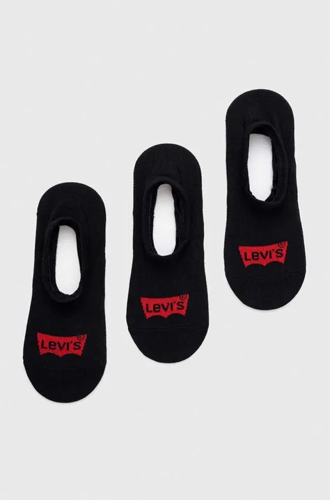 Ponožky Levi's 3-pak čierna farba