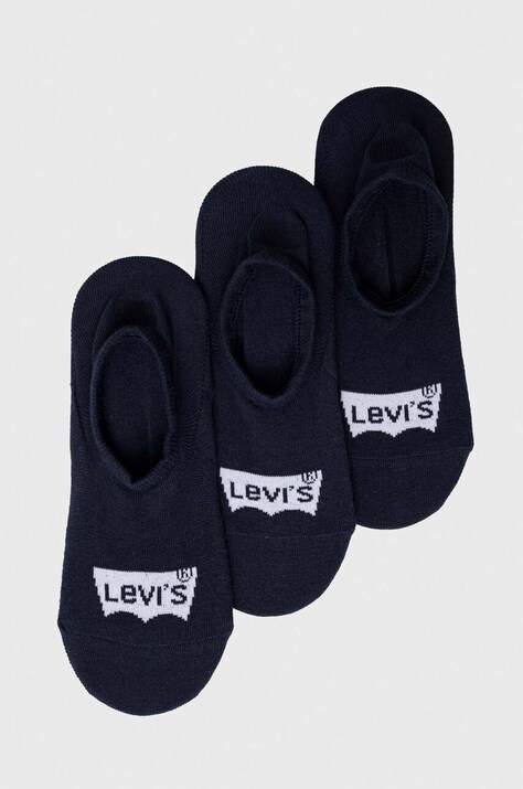 Ponožky Levi's 3-pak tmavomodrá farba