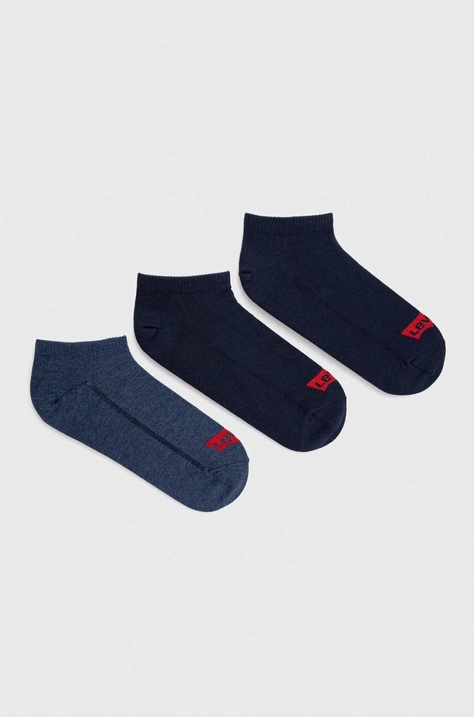 Nogavice Levi's 3-pack mornarsko modra barva