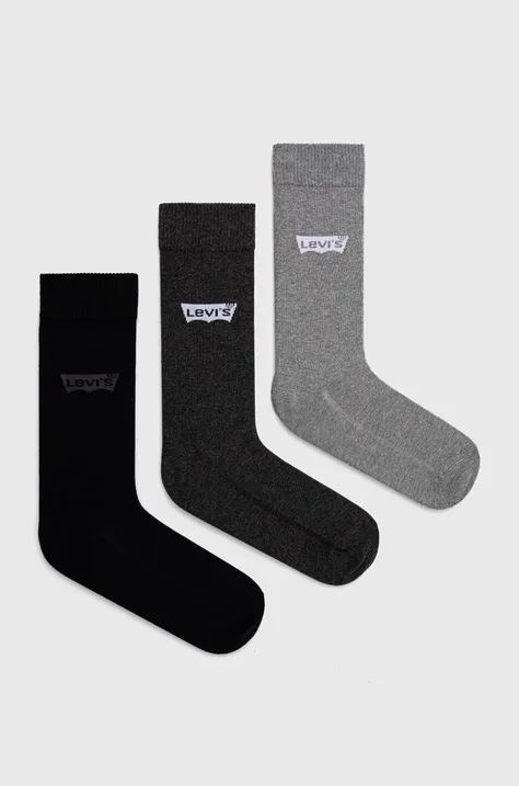 Ponožky Levi's 3-pack šedá barva