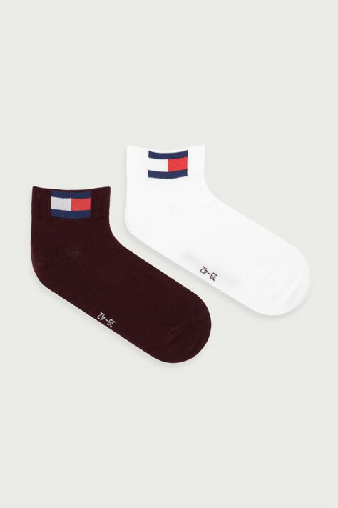 Tommy Jeans κάλτσες 2-pack μπορντό 701228223