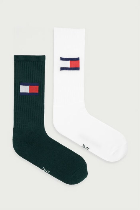 Tommy Jeans κάλτσες με βαμβάκι 2-pack πράσινες 701228222
