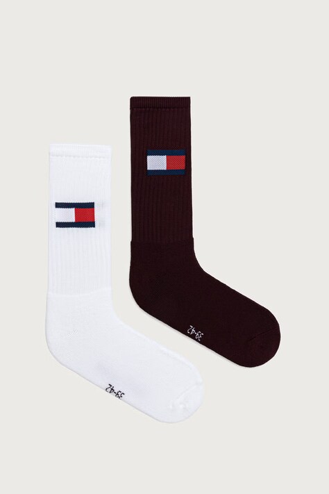 Tommy Jeans Skarpety z bawełną 2-pack bordowe 701228222
